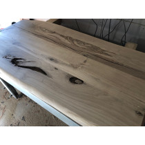 Tischplatte, Eiche RUSTIKAL PLUS, ideal für Epoxid Harz, verleimt, geschliffen, beidseitige Baumkante, 150x80-85x4,5cm